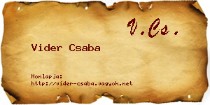 Vider Csaba névjegykártya