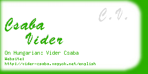 csaba vider business card